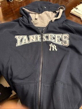 Antigua Navy and Gray New York Yankees Zip Hoodie
